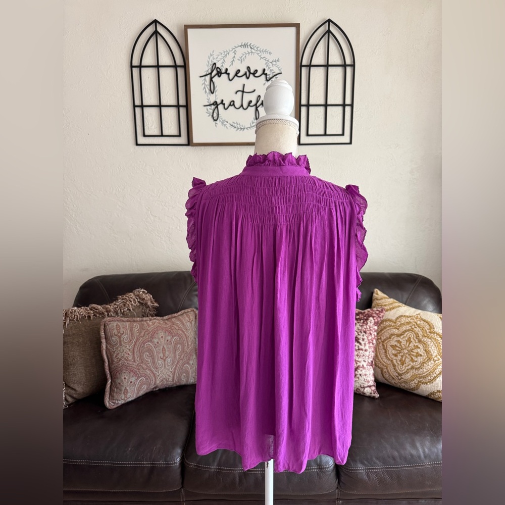 Ba&sh Nuit Ruffle Top In Magenta Size S (1) Summer Designer Casual - Picture 8 of 13